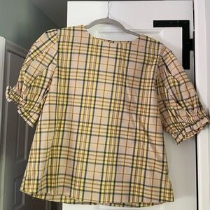BURU Plaid Puff Sleeve Top - Size M